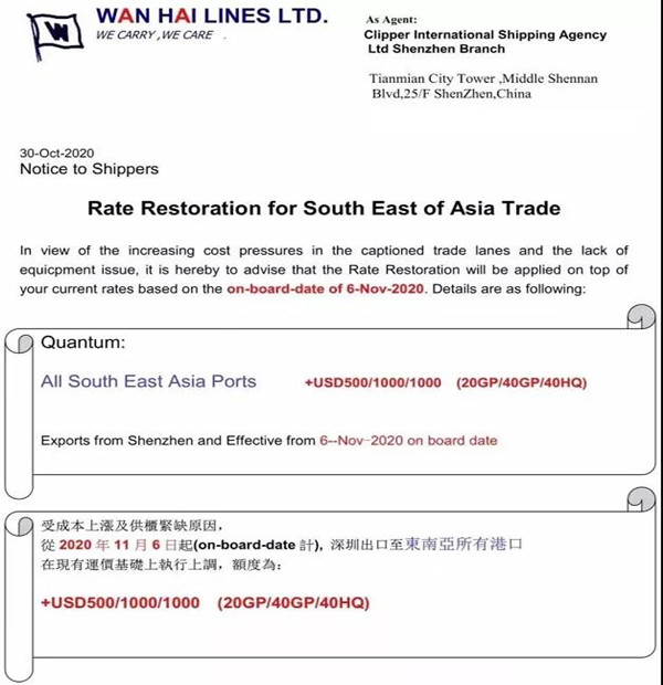 上漲價(jià)格通知